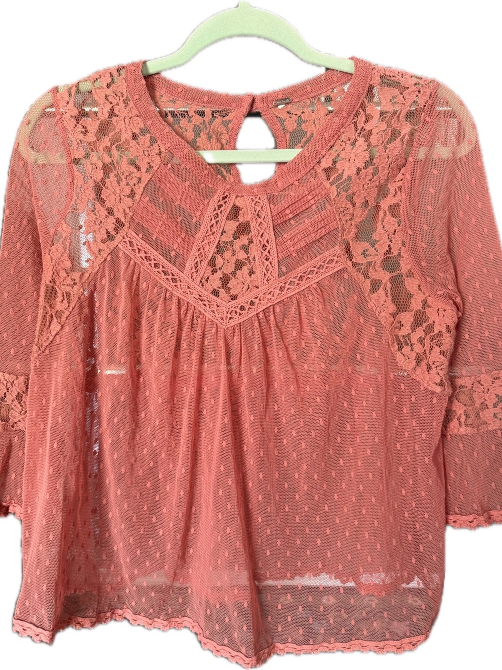 Free People Open Lace Knit Top - Coral Pink
EUC